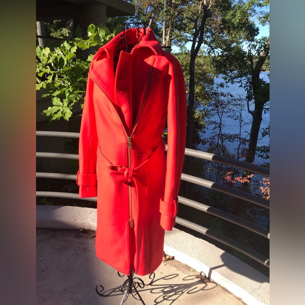 J Crew Melton Wool Red Women's Coat Size 00 - Picture 4 of 8